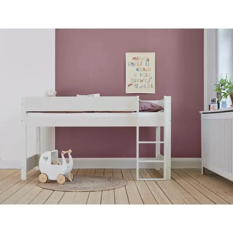 Best Argos Halvhøjseng med sengehest i Dusty Rose Børn Børnemøbler|Juniorsenge