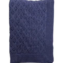 Online Baby plaid - bomuld strikket Imp. 81A - mellemblå Børn Tæpper &Amp; Svøb|Tekstiler