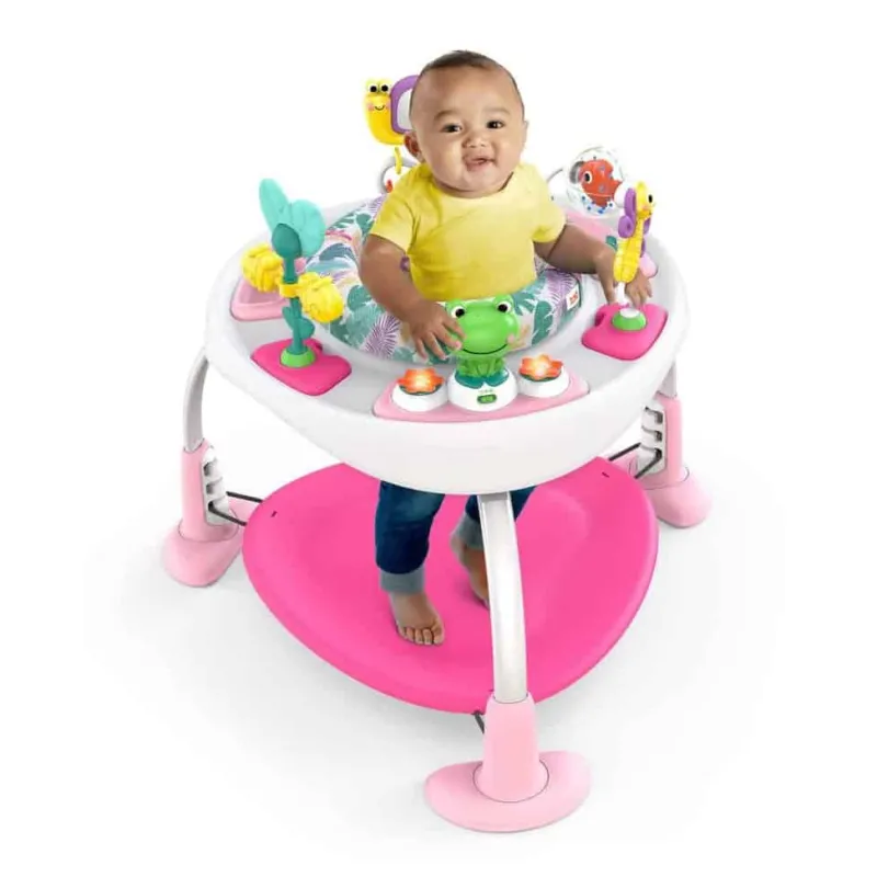 New Bounce Bounce Baby™ 2 - i - 1 legetrampolin og bord pink Aktivitetslegetøj