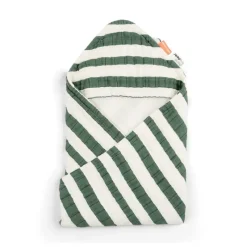 Sale håndklæde m/ hætte GOTS Stripes Grøn Badeslag &Amp; Håndklæder