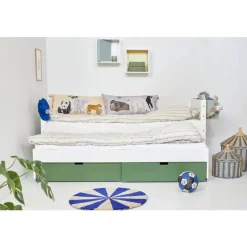 New Enkeltseng Luna med skuffer i Dark Green og udtræksseng Børn Børnemøbler|Juniorsenge