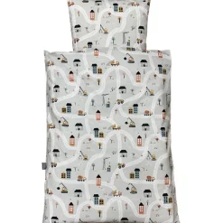 Hot Junior sengelinned - dess. 1241 lys grå m/ veje og stopskilte Børn Sengetøj