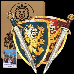 Discount Noble Knight gavesæt for 2 med sværd og skjold i rød og blå Udklædning