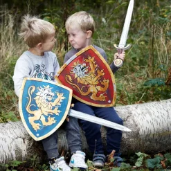 Discount Noble Knight gavesæt for 2 med sværd og skjold i rød og blå Udklædning