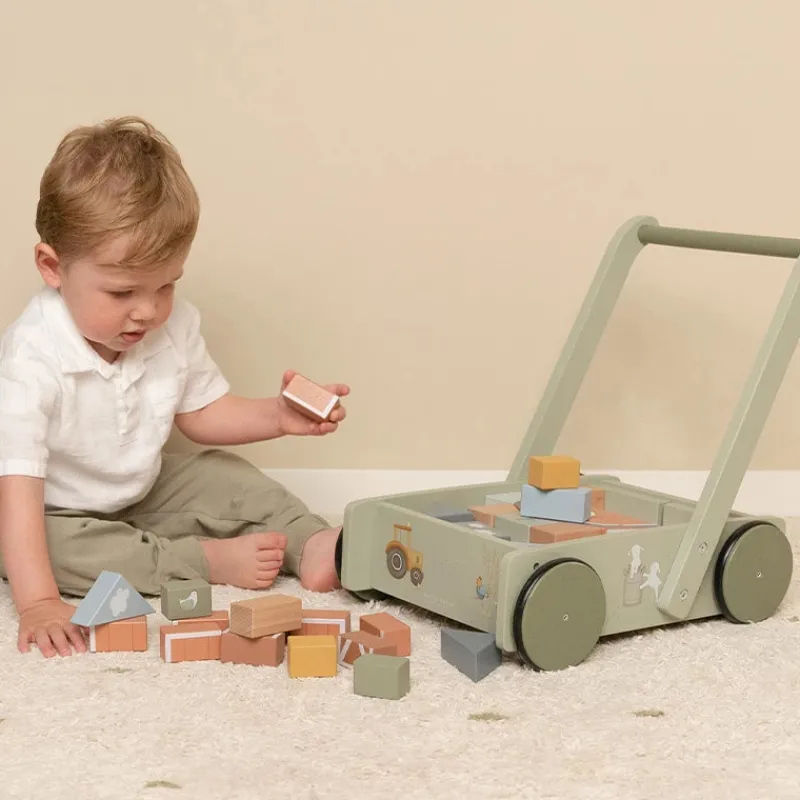 Online Gåvogn m. Klodser - Little Farm Trælegetøj