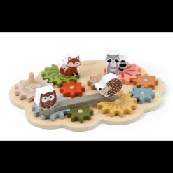 Best aktivitetsbræt med tandhjul og dyr 100% FSC træ Aktivitetslegetøj