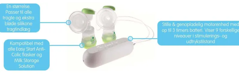 Discount 2-i-1 dobbelt elektrisk og manuel brystpumpe Brystpumper