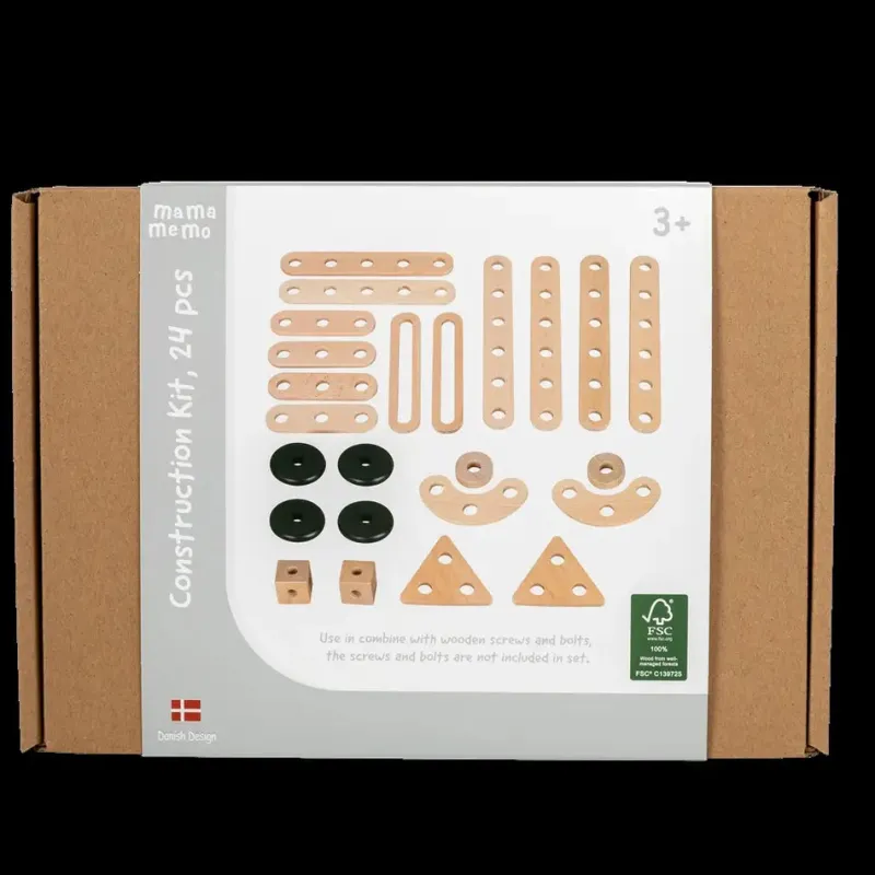 ® BYGGEDELE - 24 DELE - TRÆ Trælegetøj