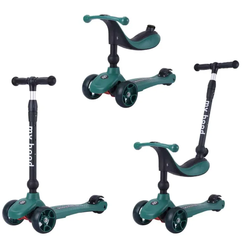Best Kick'n'Ride 3i1 - Mørkegrøn Løbehjul|Løbecykler