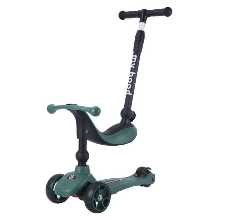 Best Kick'n'Ride 3i1 - Mørkegrøn Løbehjul|Løbecykler