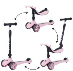 Hot Kick'n'Ride 3i1 - Rosa Løbehjul|Løbecykler