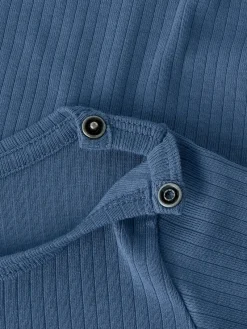 Clearance Langærmet rib body, str. 56-92 - Blå Tøj