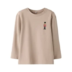 Clearance Langærmet top med små figur tegning, str. 92-116 - Beige Tøj