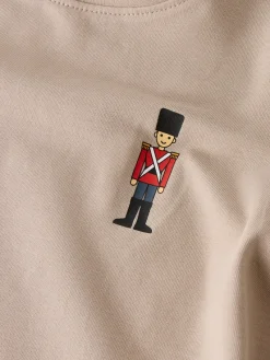 Clearance Langærmet top med små figur tegning, str. 92-116 - Beige Tøj