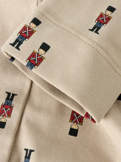 Leggings med mange små figur print, str. 56-92 - Beige Tøj