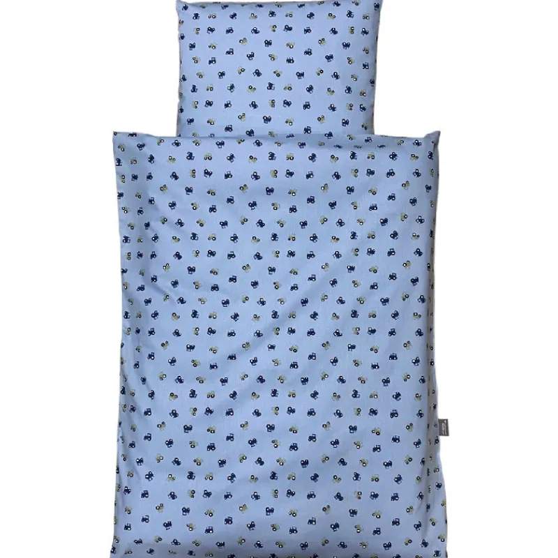NM Baby sengesæt - lyseblå m/ blå traktorer Børn Sengetøj