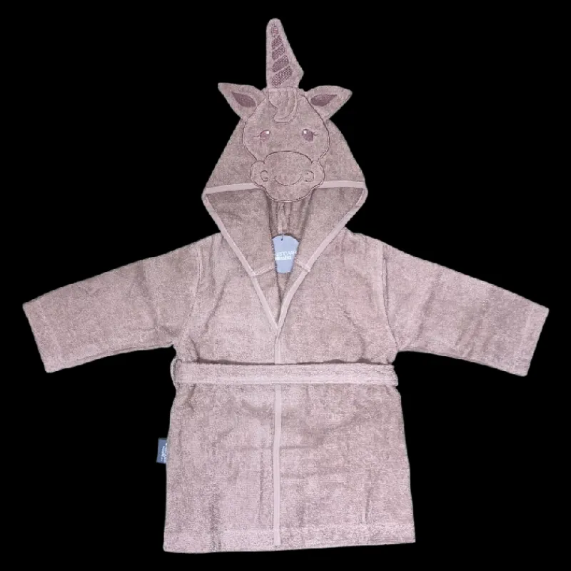 NM Badekåbe mauve m/ enhjørning på hætten str. 4 år Badeslag &Amp; Håndklæder