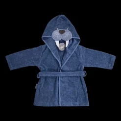 Outlet NM Badekåbe mellem blå m/ hvalros på hætten str. 1 år Badeslag &Amp; Håndklæder