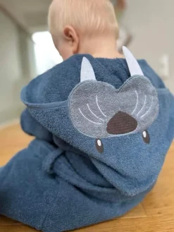 Outlet NM Badekåbe mellem blå m/ hvalros på hætten str. 1 år Badeslag &Amp; Håndklæder