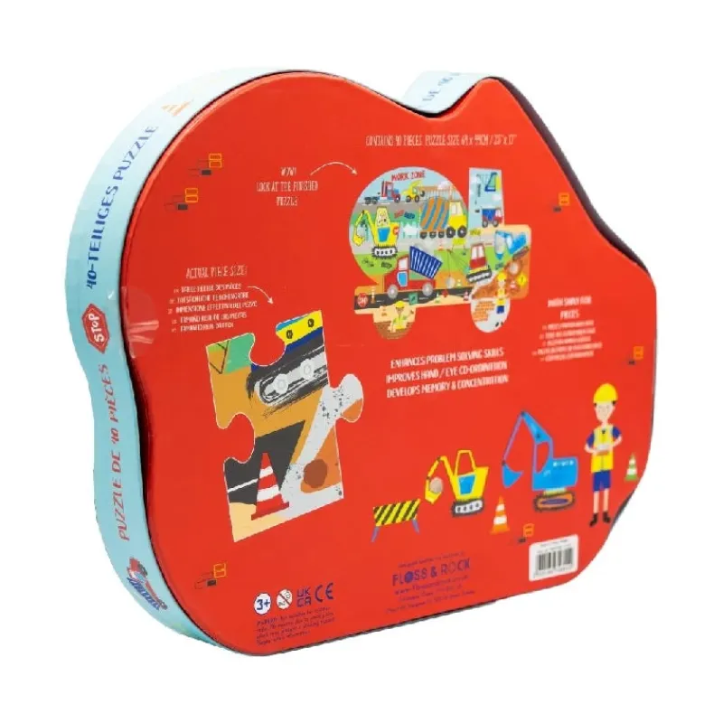 Outlet Puslespil m. formet motiv & æske 40 brikker - Constrcution Kreativitet|Kreativitet