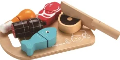 New Skærebræt med kød Trælegetøj|Træmad