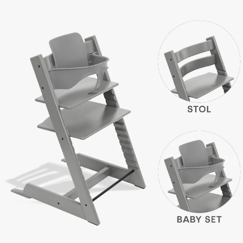New Tripp Trapp Bundle - Højstol og Babyset - Storm Grey Børn Højstole|Børnemøbler