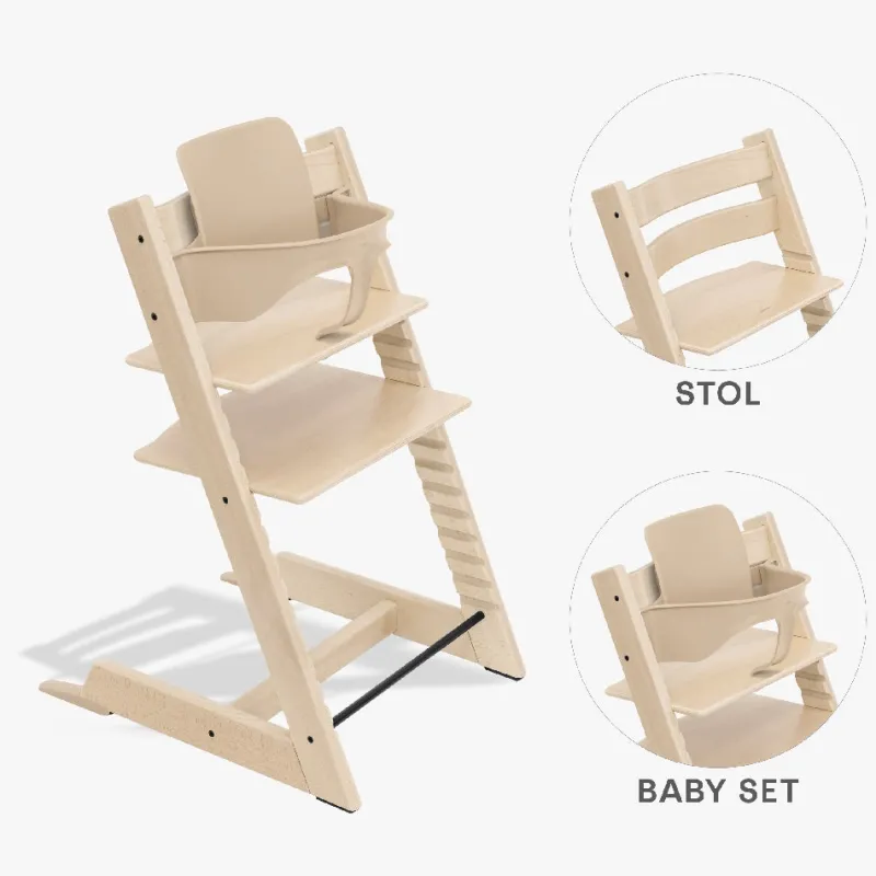Outlet Tripp Trapp Bundle - Højstol og Babyset - Natur Børn Højstole|Børnemøbler