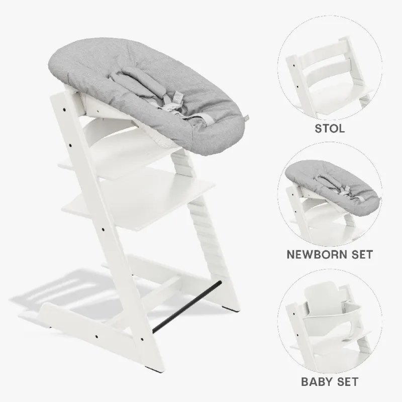 Best Tripp Trapp Bundle - Højstol, Babyset og Newborn - Hvid Børn Højstole|Børnemøbler