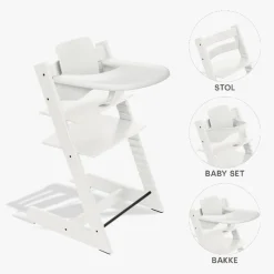 New Tripp Trapp Bundle - Højstol, Babyset og Tray - Hvid Børn Højstole|Børnemøbler